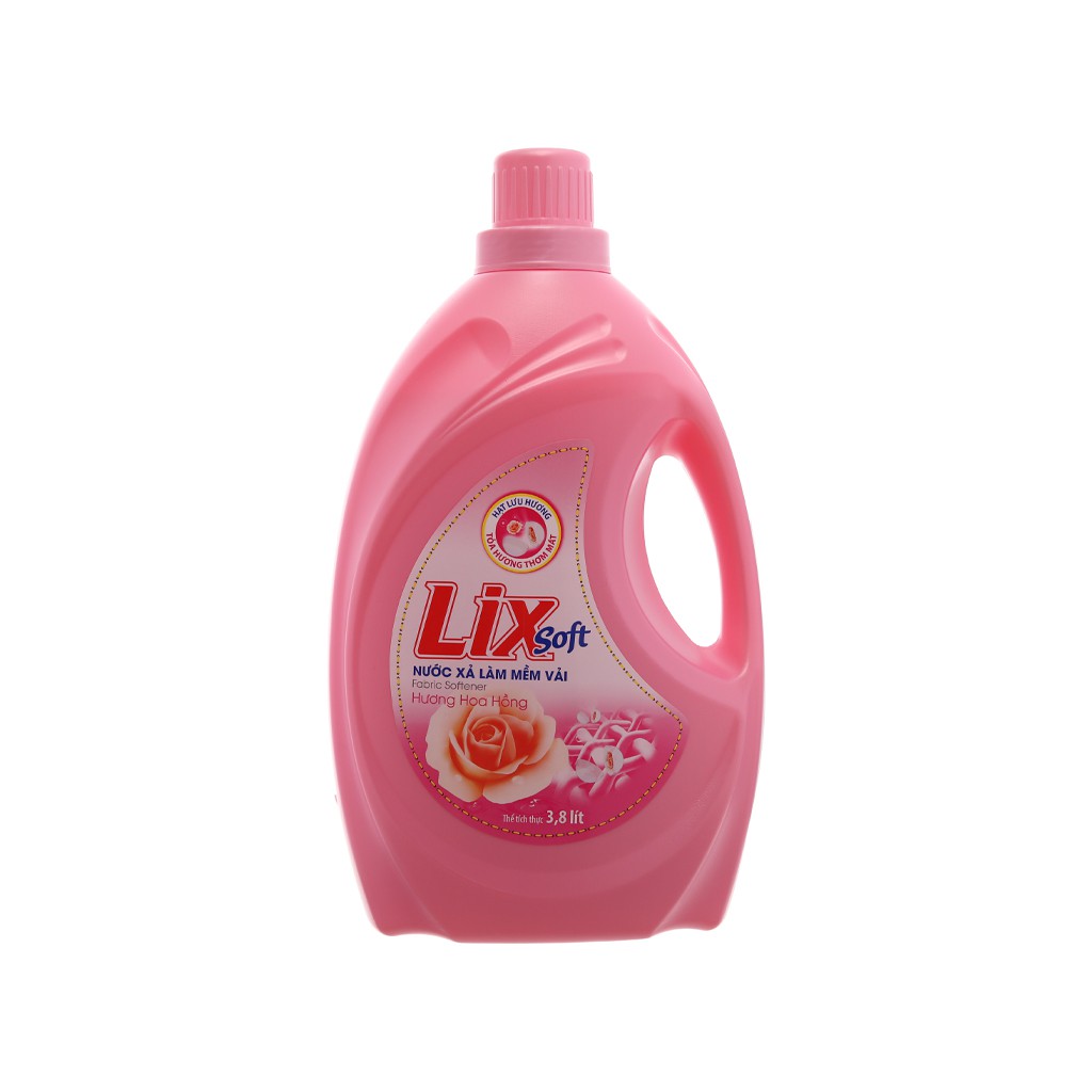 Nước xả vải Lix Soft hương hoa hồng can 3.8 lít