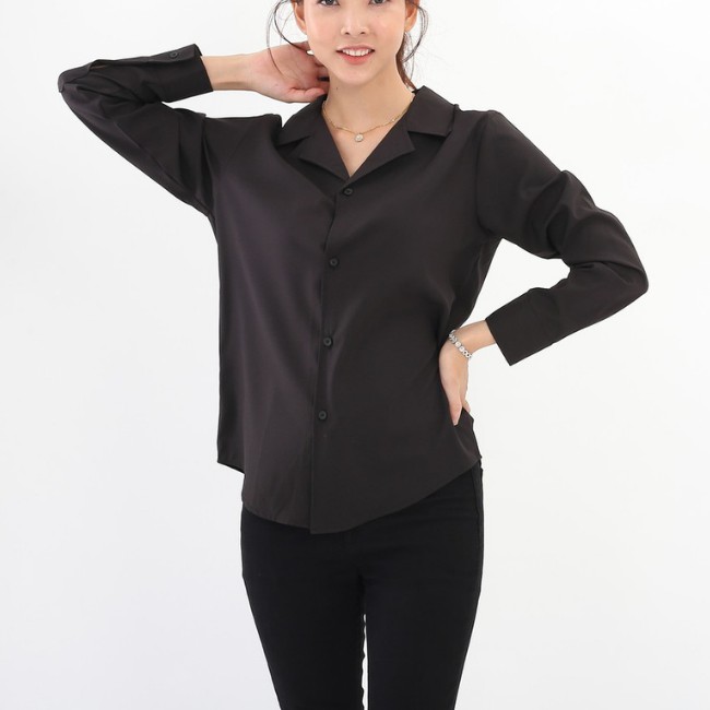 Áo sơ mi form rộng Unisex nam nữ tay dài Hàn Quốc kiểu Cổ Vest Cổ Ve khoác ngoài vải lụa mềm mịn SMV01 | BigBuy360 - bigbuy360.vn