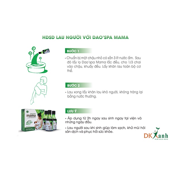 [CHÍNH HÃNG] Nước xông tắm thảo dược cho mẹ sau sinh Dao'spa mama (Hộp 3 lọ 200ml) - CTCP Dược Khoa - 100% thảo mộc