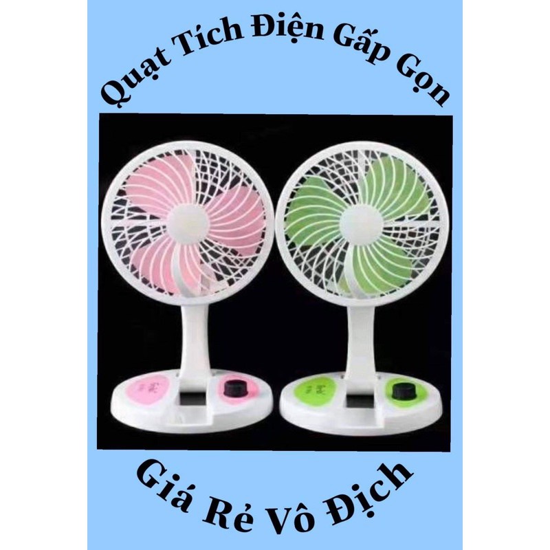 Quạt tích điện cầm tay -Quạt Tích Điện mini gấp Gọn Để Bàn Tiện Ích -3 Mức Gió Siêu Mát