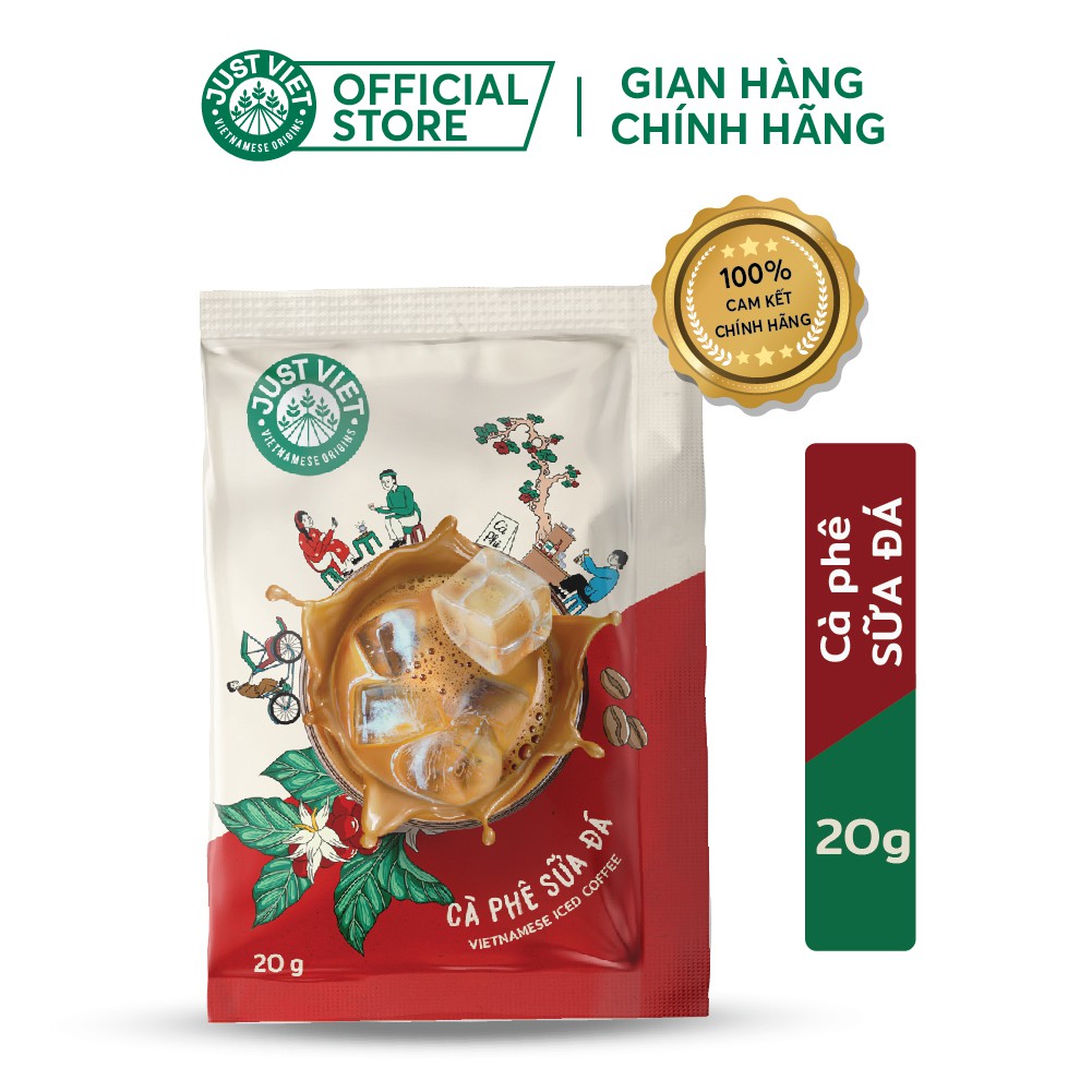 Cà Phê Sữa Đá Just Viet (Stick) - Đúng Điệu Gu Việt - Sánh Đậm Tự Nhiên - 20g | BigBuy360 - bigbuy360.vn