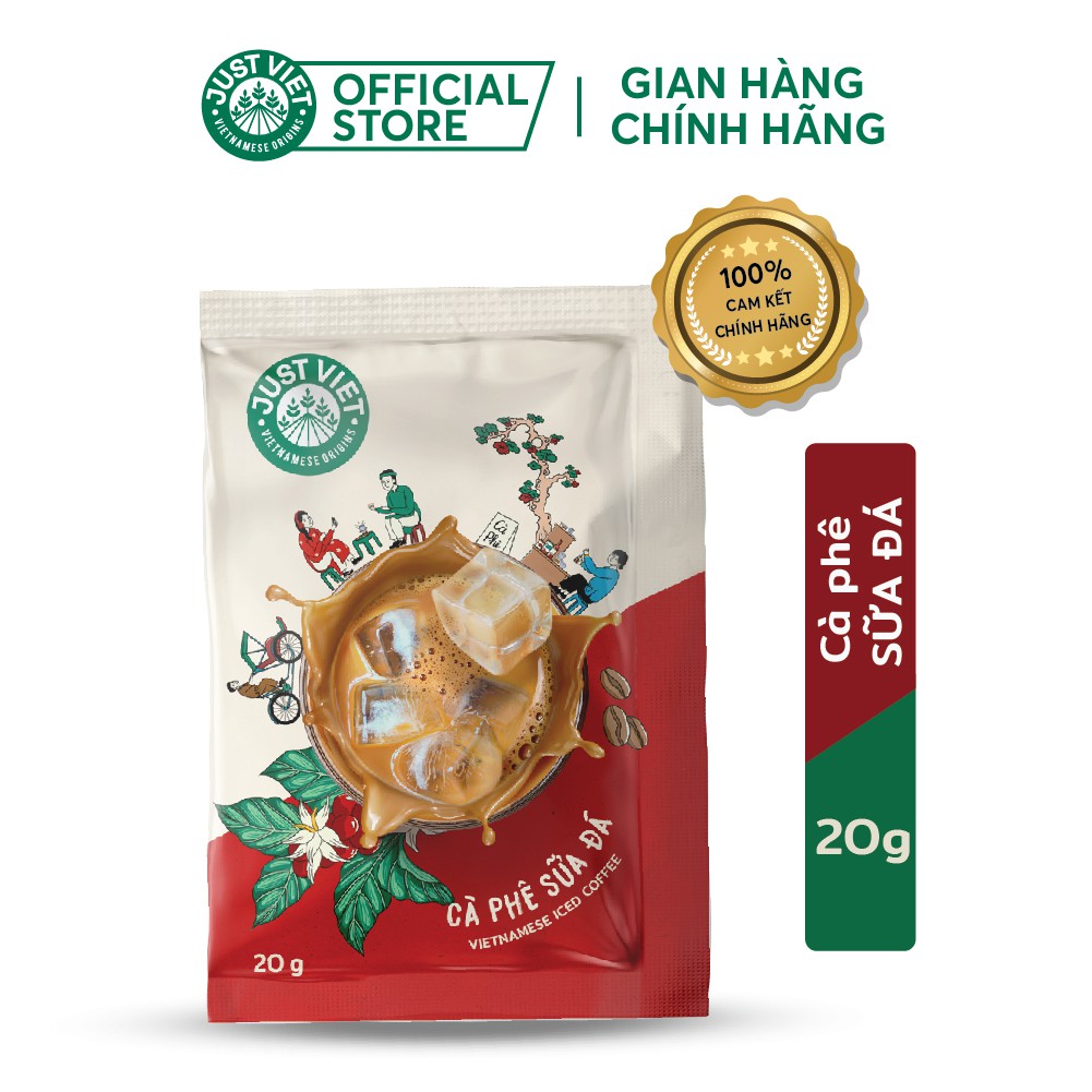 Cà Phê Sữa Đá Just Viet (Stick) - Đúng Điệu Gu Việt - Sánh Đậm Tự Nhiên - 20g