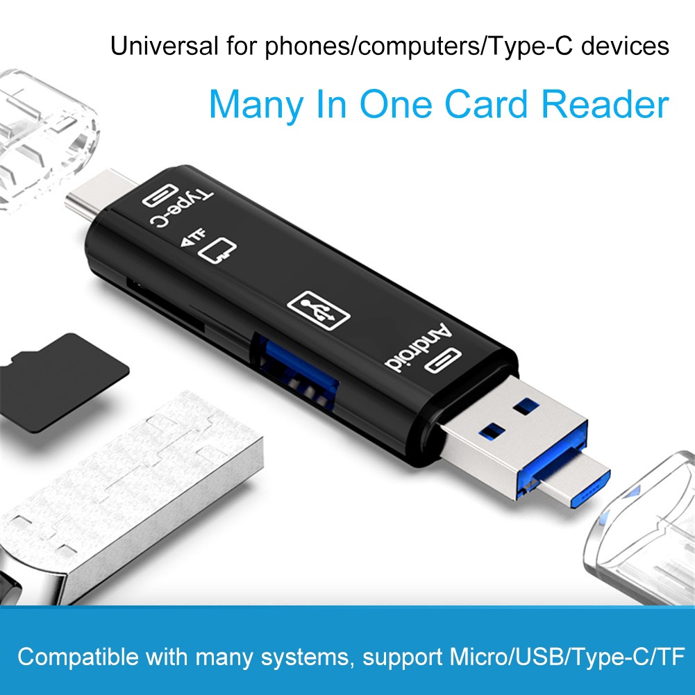 Đầu USB 5 trong 1 3.0 Type C kiêm thiết bị đọc thẻ nhớ SD TF
