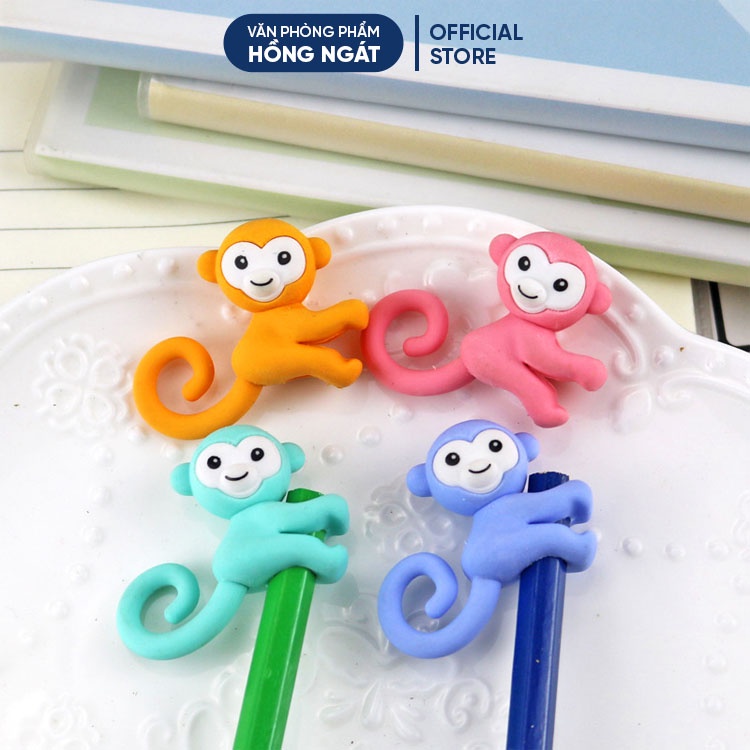 Tẩy bút chì khỉ đuôi dài, đồ dùng học tập dễ thương gôm tẩy cute giá rẻ làm quà tặng học sinh văn phòng phẩm T39
