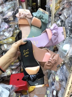 Dép bản nơ da mềm mũi vàng
