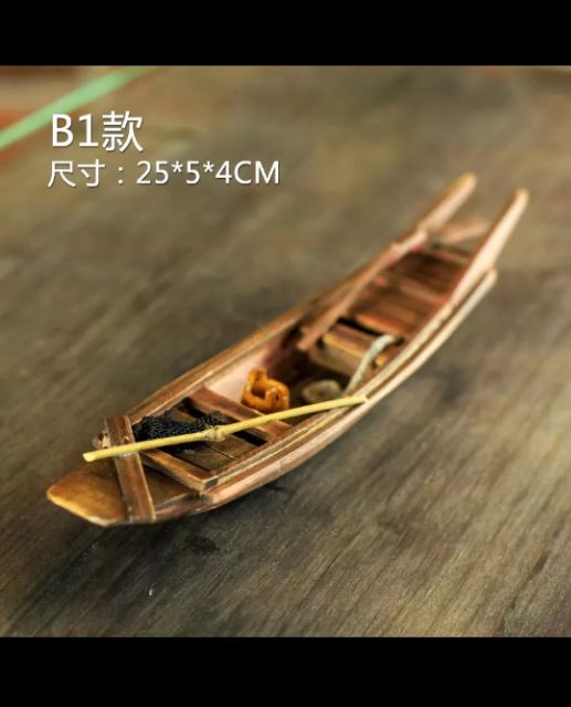mô hình thuyền gỗ nổi trang trí bể cá, bể thủy sinh