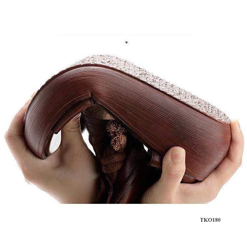 Sandals nữ cao cổ La Mã, Giày da hở ngón sành điệu, siêu êm, tôn dáng, cao 4cm, đi chơi, làm TKO180