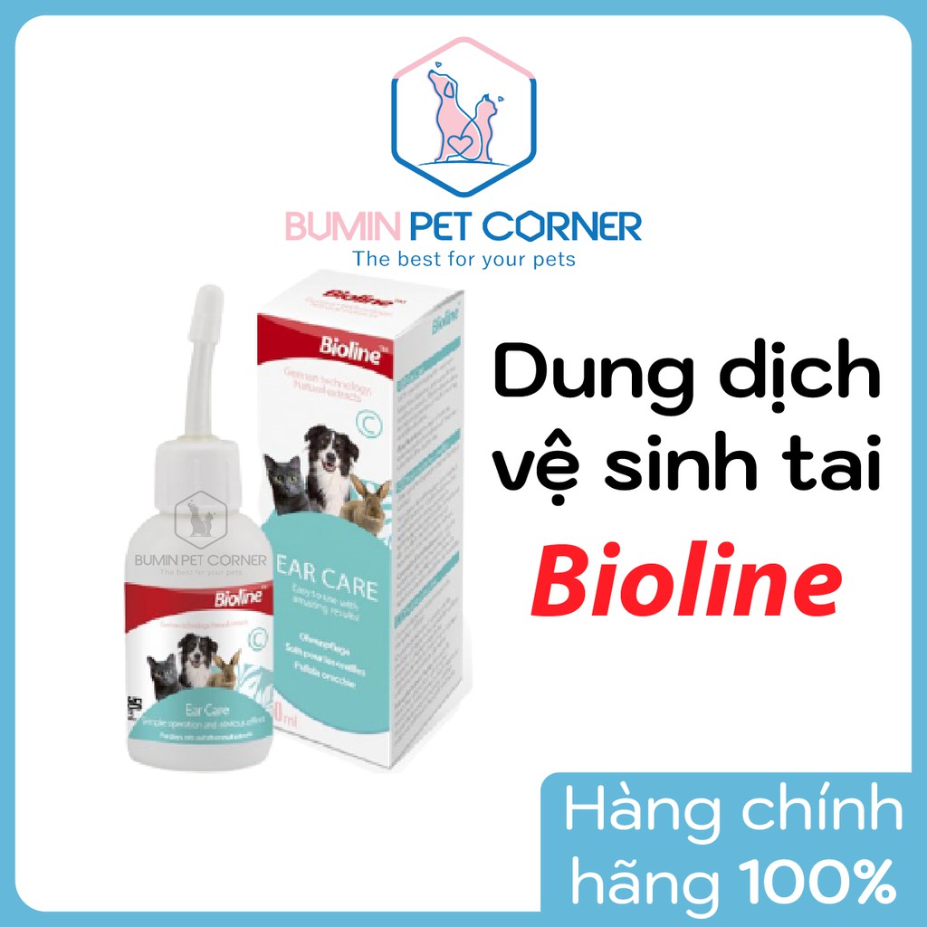 Dung dịch vệ sinh tai chó mèo thỏ Bioline Ear Care chai 50ml