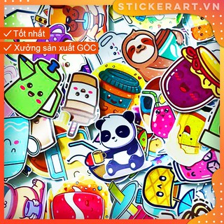 [KAWAII ĐỒ UỐNG] 126 Sticker chống nước/trang trí,dán xe laptop mũ bảo hiểm vali...