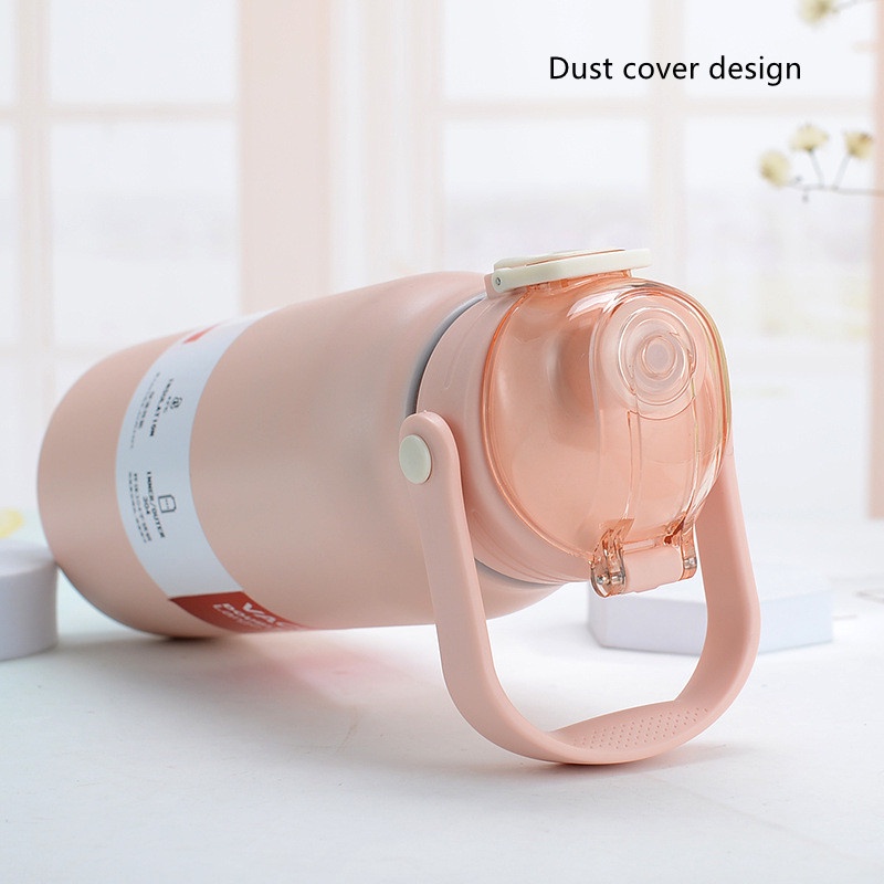 Bình Nước Giữ Nhiệt Dung Tích Lớn 1300Ml Bằng Thép Không Gỉ Kèm Ống Hút