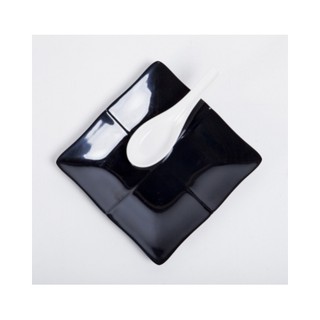 Dĩa Nhựa Melamine Vuông Đen