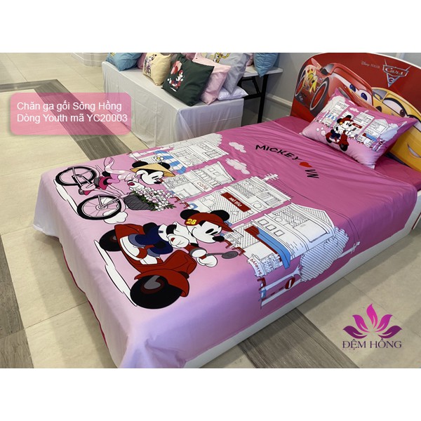 Bộ Chăn Ga Và Vỏ Gối 100% Cotton Cao Cấp Walt Disney Sông Hồng