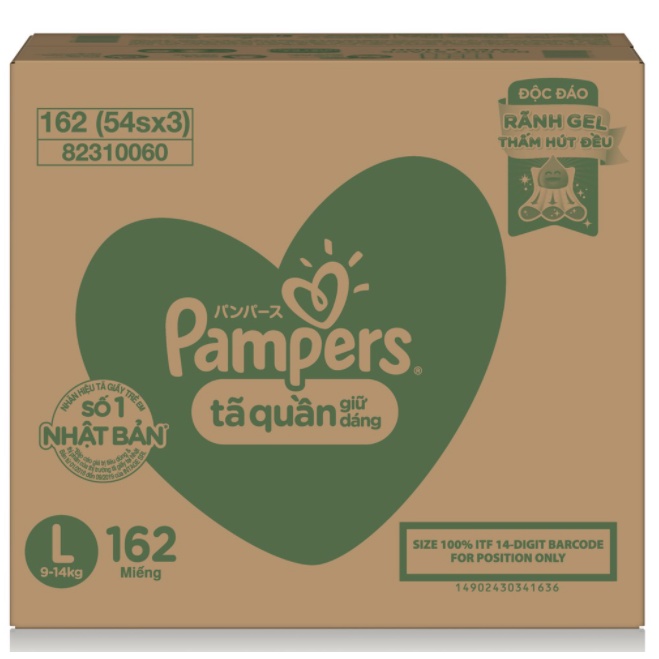 Thùng 3 Gói Tã Quần PAMPERS Giữ Dáng M180/L162/XL144