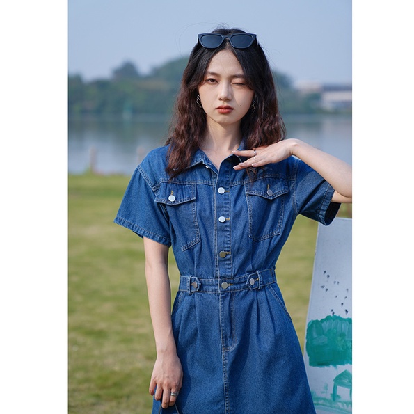Jumpsuit Denim Ngắn Dáng Ôm DX0T