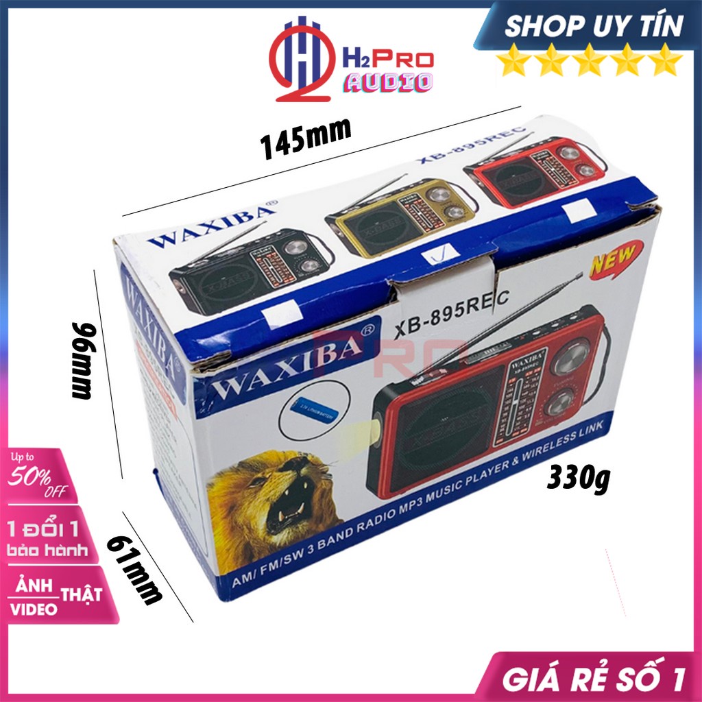Đài Radio Cho Người Già, Đài Radio Waxiba XB-895Rec Fm-Am-Sw, Bluetooth, Usb, Thẻ Nhớ, Pin Sạc, Đèn Pin (Tặng Pin Sạc)