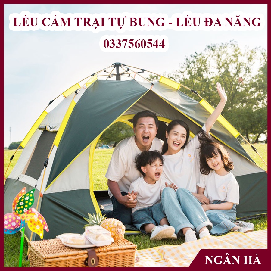 [Hàng Mới] Lều Cắm Trại Du Lịch Tự Bung 3-5 người, Chống Nước, Chống Tia Tử Ngoại