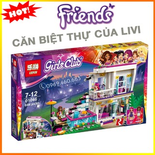 Lego Xếp Hình Cho Bé Gái Friends Lepin 01046 / BELA 10489 / TENMA3013. LeGo Biệt Thự Của Các Siêu  Sao Olivia, Mia, Emma