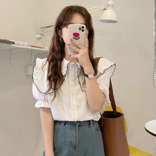 Áo sơ mi nữ bèo viền nhỏ