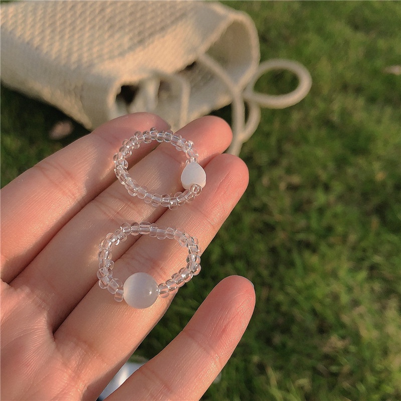 Set 2 nhẫn nữ AY phối đá mắt mèo/ xà cừ đơn giản thời trang