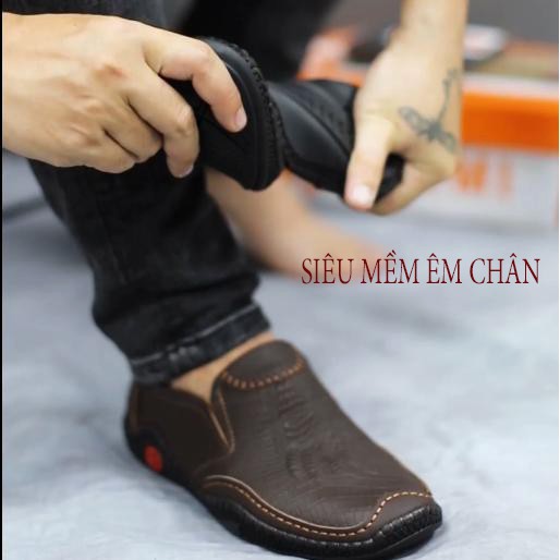 D1 Giày lười nam da bò thật in vân nổi siêu đẹp [xem hàng mới thanh toán p-1] 7 1