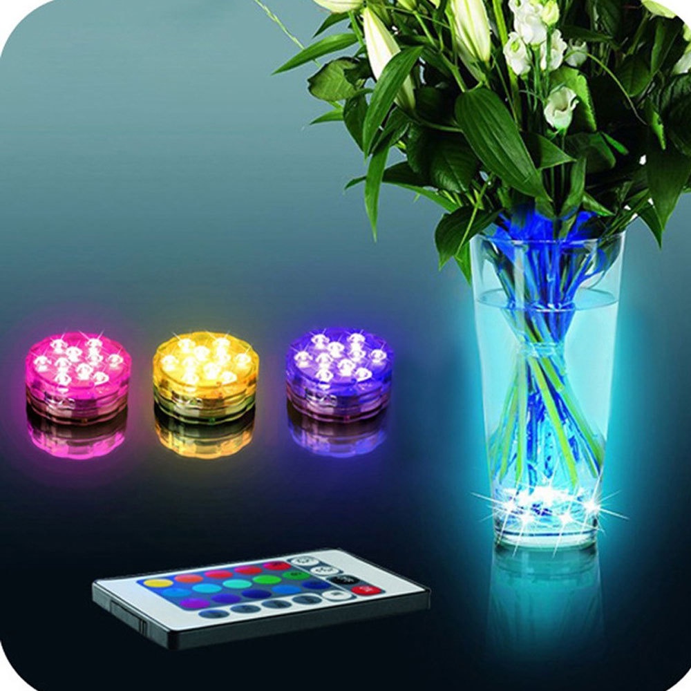 10 Đèn LED Chìm Trang Trí Bể Cá Có Remote Điều Khiển