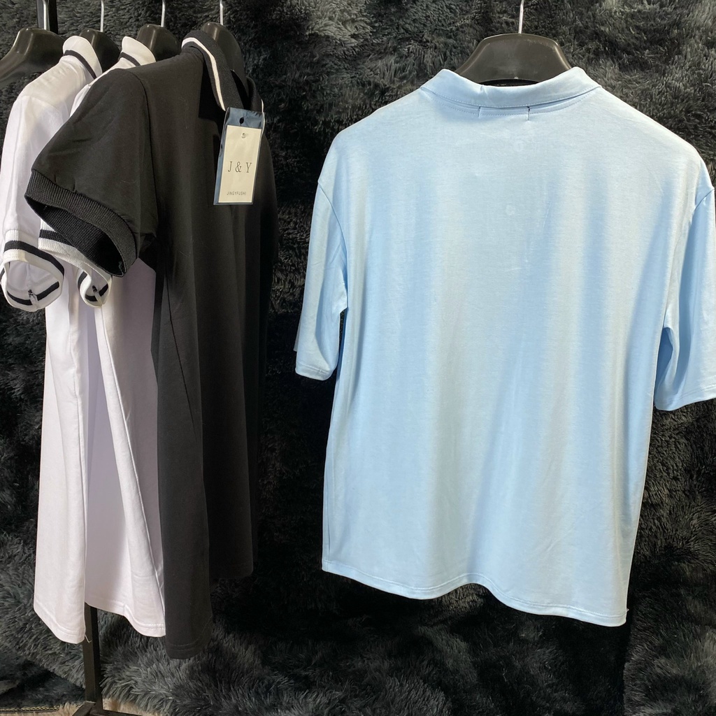 Áo Polo Unisex Trơn From Rộng Vải Cotton Co Dãn - Áo Polo Nam Nữ Phong Cách Ulzzang AZ-002