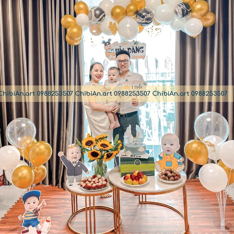 Combo trang trí sinh nhật bé trai, bé gái bao gồm bóng bay, in hình chibi cho bé theo yêu cầu đẹp rẻ độc đáo- Mã FBC7
