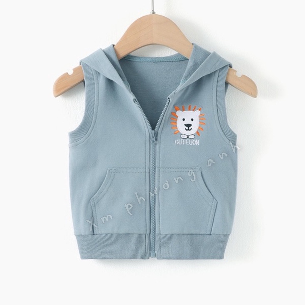 Áo Gile nỉ lót lông cao cấp, hàng lông mịn bé trai, bé gái size 5-19kg