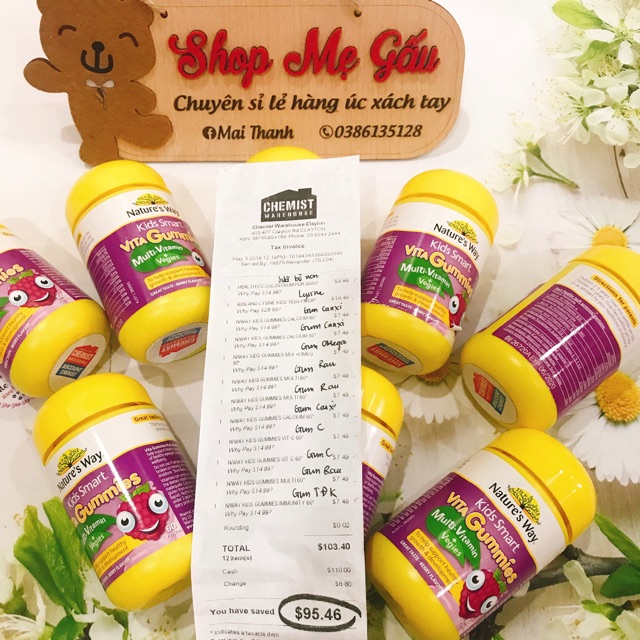 Kẹo gum tổng hợp kèm rau củ natures way