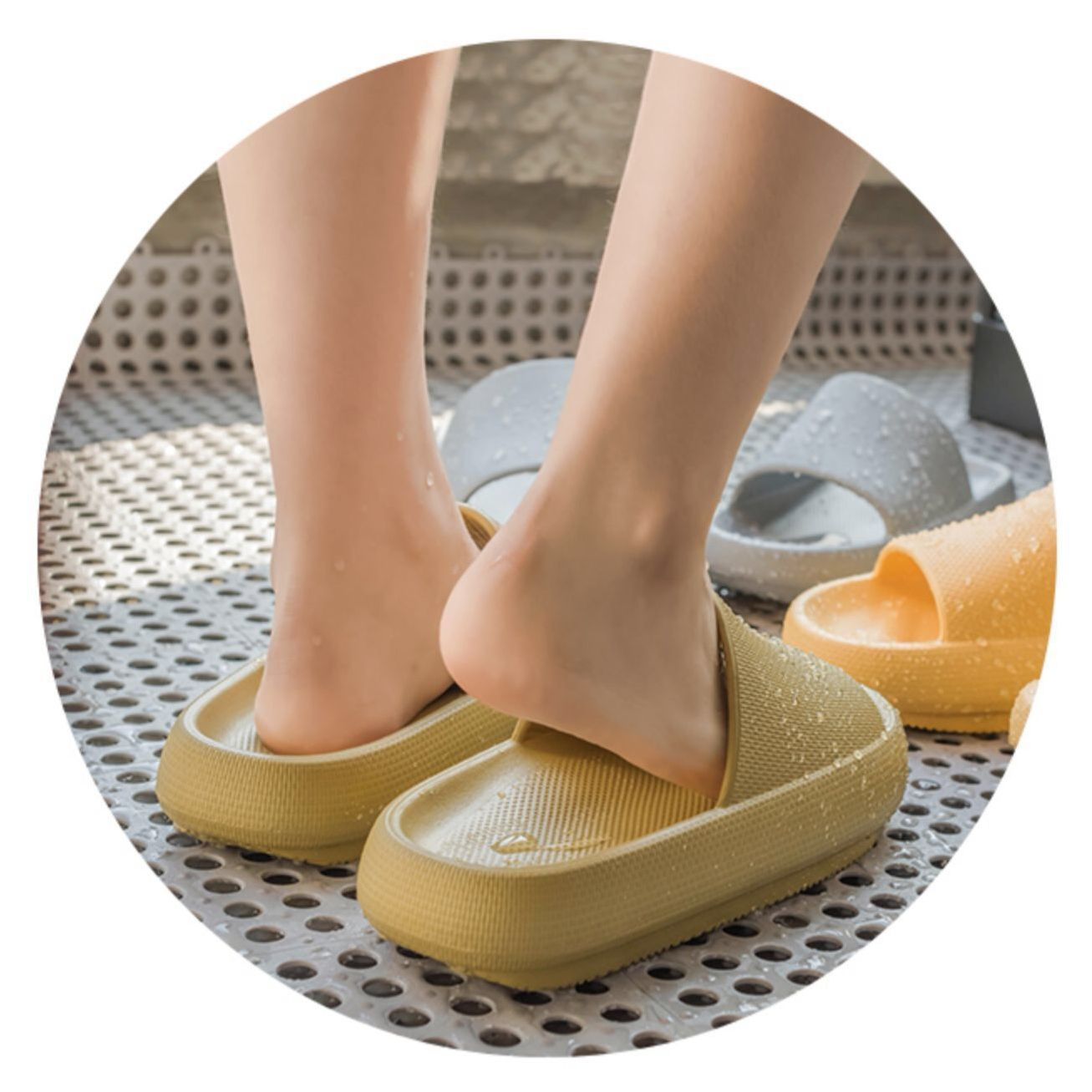 Solid Color Thick-soled Slippers Women's Summer Home Non-slip Bathroom Bathing Couple Thick-soled Home Summer Men's Sandals and Slippers Dép Bánh Mì