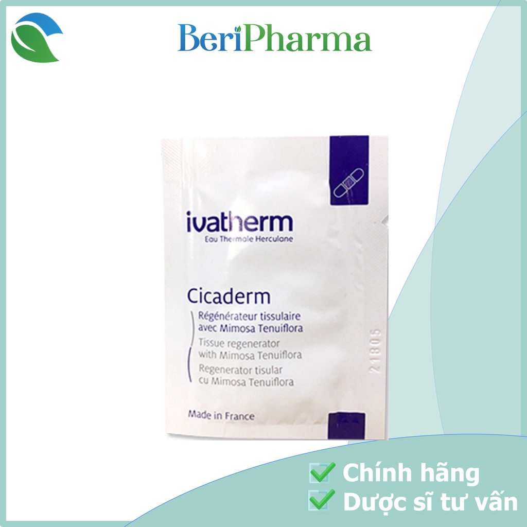 ✅[CHÍNH HÃNG] Ivatherm Kem Dưỡng Tái Tạo Da, Làm Lành Tổn Thương, Ngăn Sẹo Cicaderm Cream 1.5ml/Gói