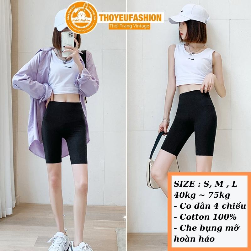 Quần legging nữ lửng nâng mông co dãn 4 chiều, Quần ngố đùi cạp chun co giãn tốt dáng ôm Size (S M L)