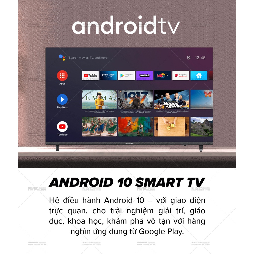 Chỉ giao tại HN --TV LED Sharp 4K 4T-C55DJ3X 55inch Android 10 &amp; điều khiển giọng nói