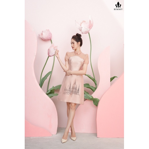 Váy thêu hoạ tiết hồng nude Rimmy Meri Dress