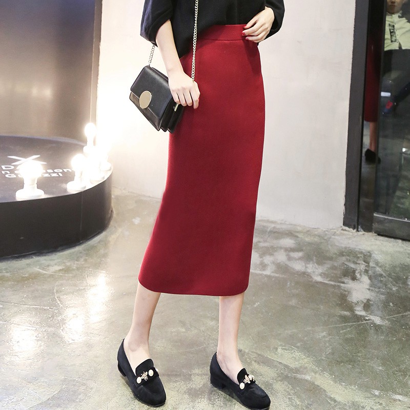 Chân váy len chân váy midi ôm co giãn 4 chiều CV02