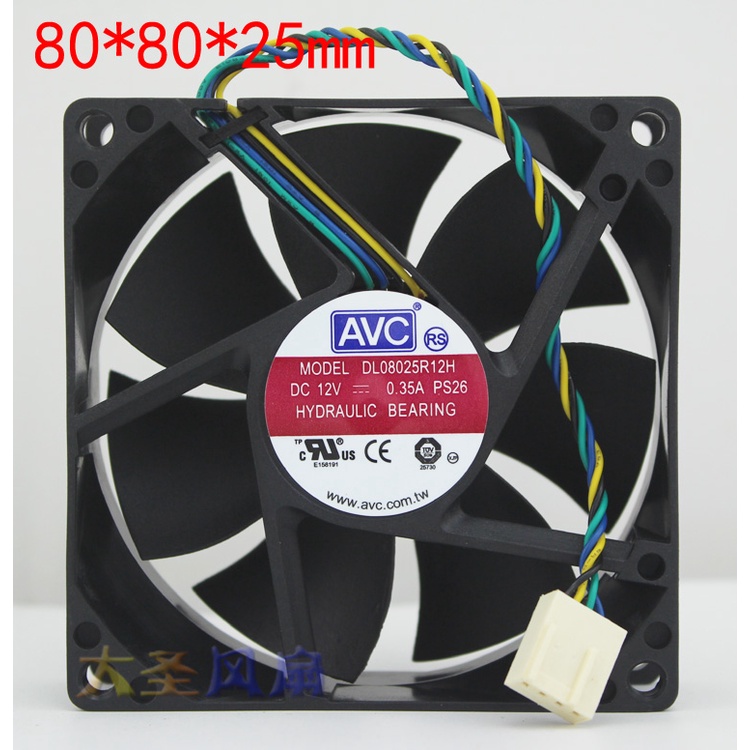 Quạt thủy lực 4 dây điều khiển nhiệt độ CPU Avc 8025 8CM DL08025R12H