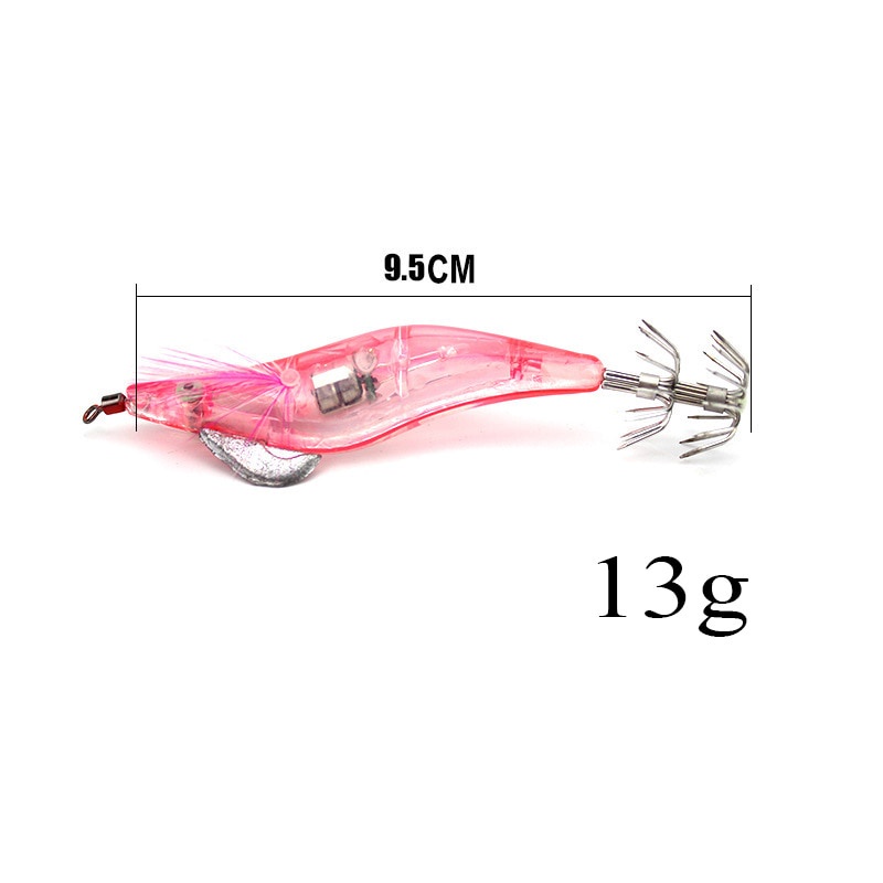 Mồi Câu Cá Giả Bằng Nhựa Cứng Hình Con Tôm Gắn Đèn LED Phát Sáng