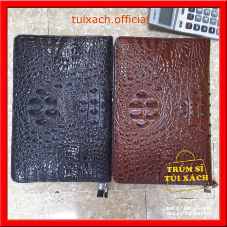 [FREE SHIP] Cluth Cầm Tay,Tab Đựng Ipad Vân Cá Sấu Hai Ngăn tuyển sỉ toàn quốc