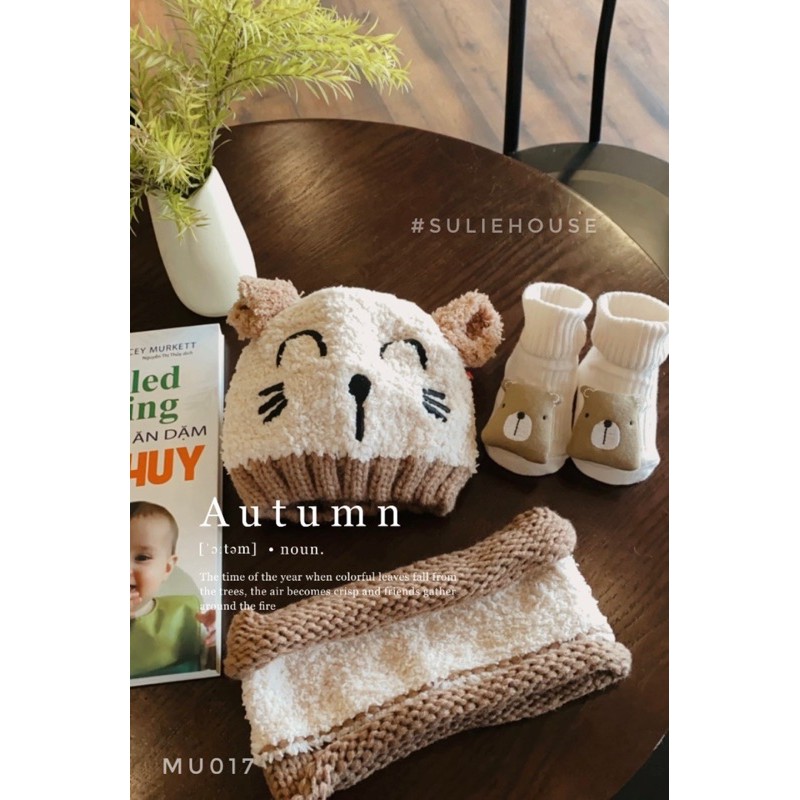 Set mũ khăn len MU017 cho bé 3-18m