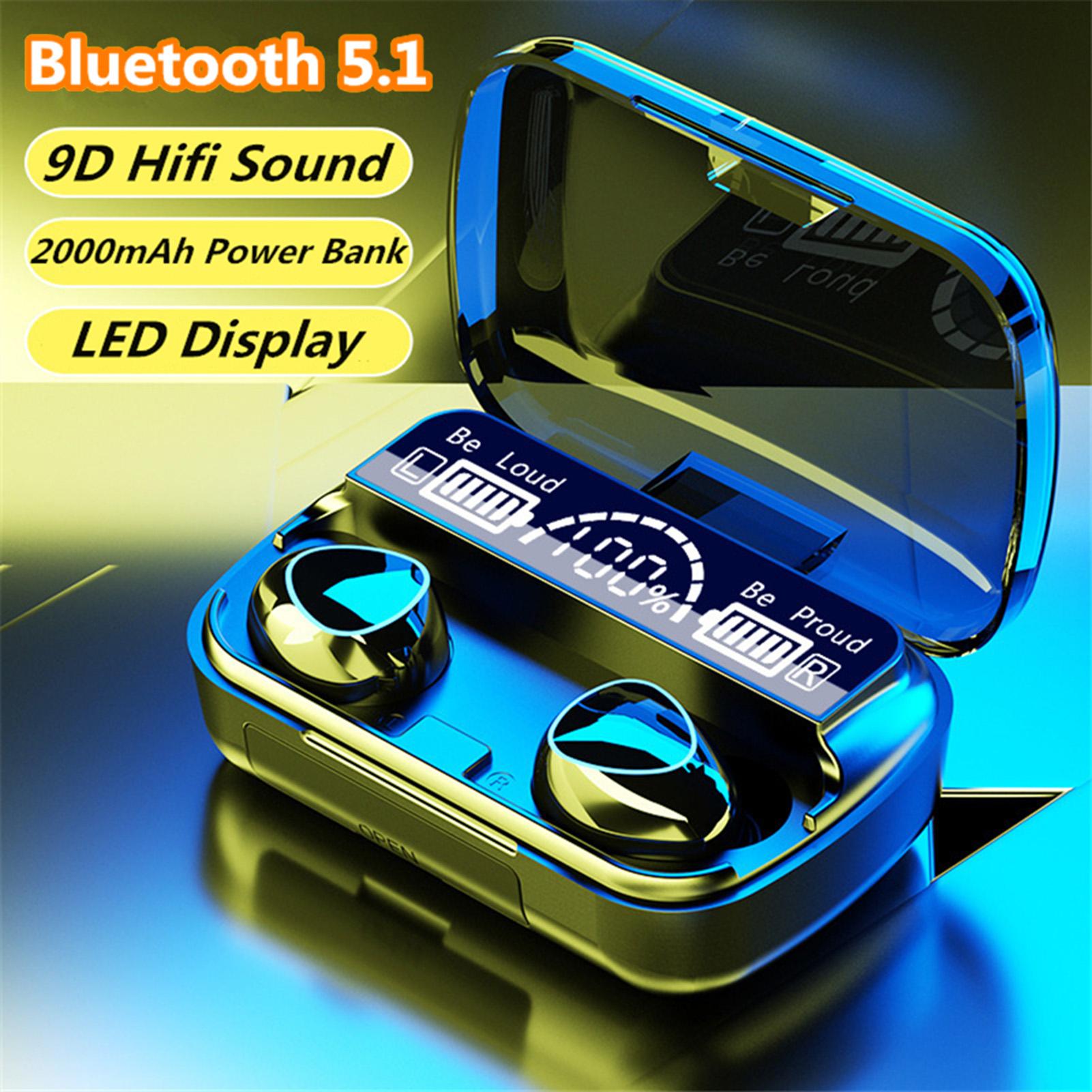 【COD】Bluetooth Không Dây Tai Nghe 5.1 Màn Hình LED IPX7 Tai Nghe Nhét Tai Không Thấm Nước 9D Điều Khiển Bằng Cảm Ứng Tai Nghe Thể Thao Hai Tai Tai Nghe Cho iPhone Android