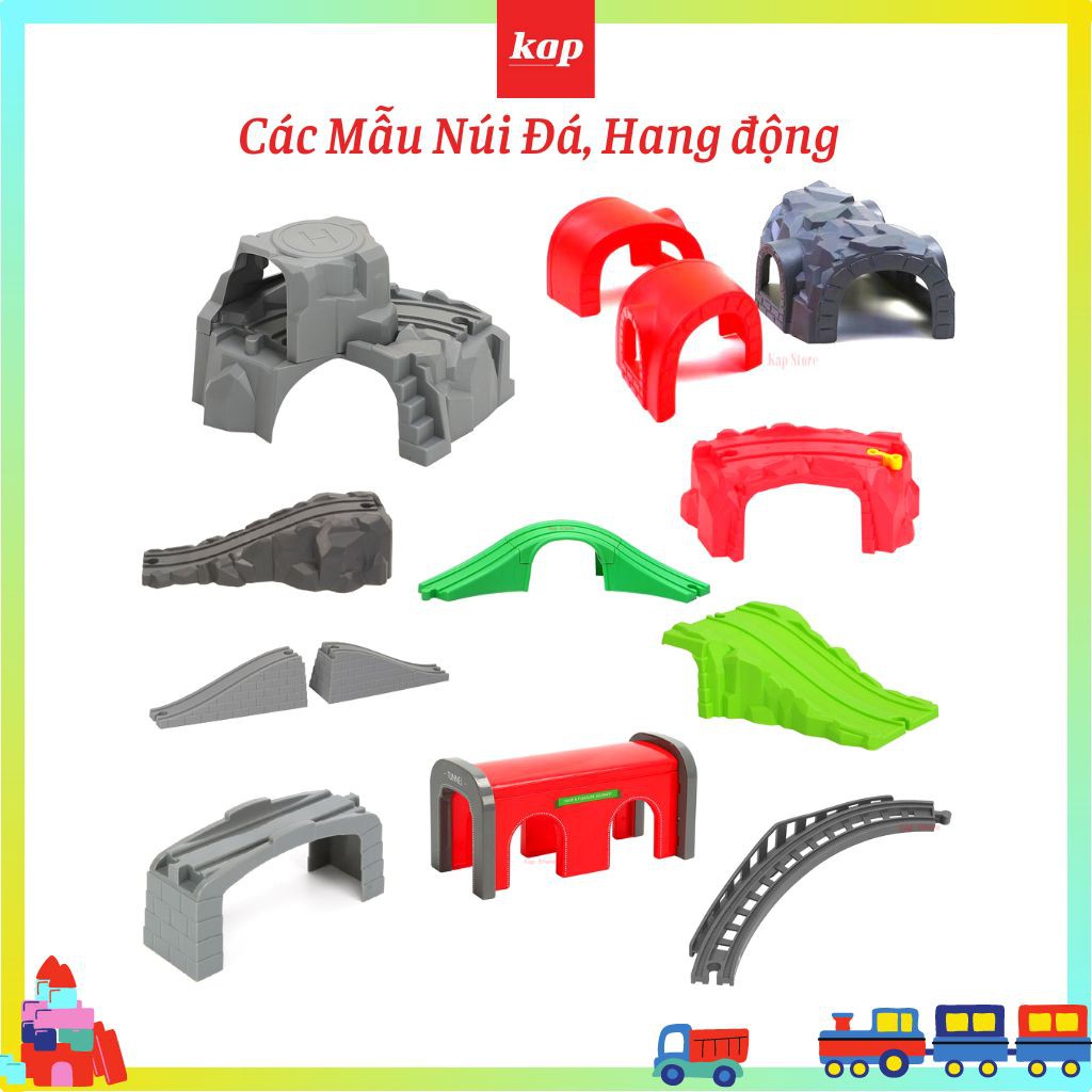 Các mẫu hang động, núi đá, cầu đá, phụ kiện đường ray xe lửa gỗ