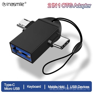 2IN1 Micro usb Male to USB female Cable For Mobile Phone Type C to USB Connector OTG Adapter Aluminum Alloy on The Go Converter kr7v