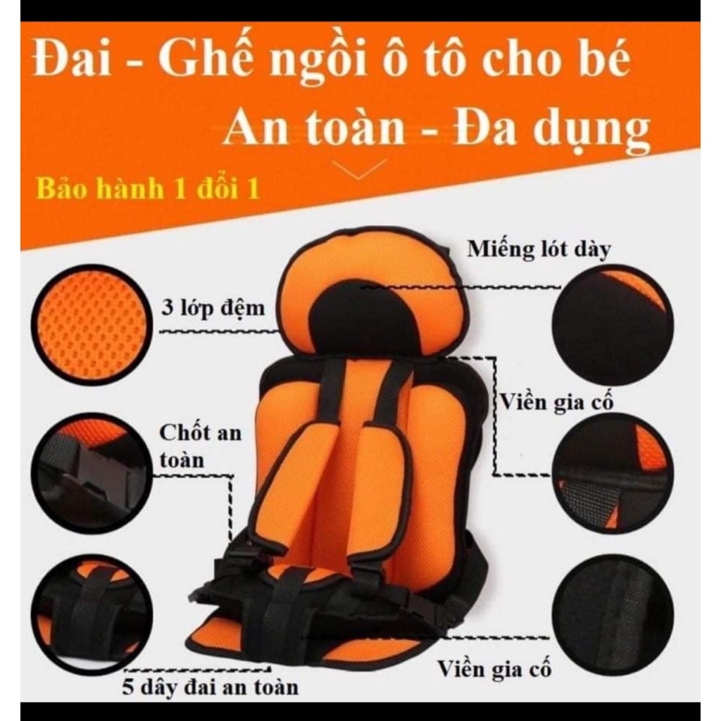 Ghế ngồi ô tô an toàn với các điểm cố định lên trên ghế và giữ chặt không cho bé té khi đi trên xe