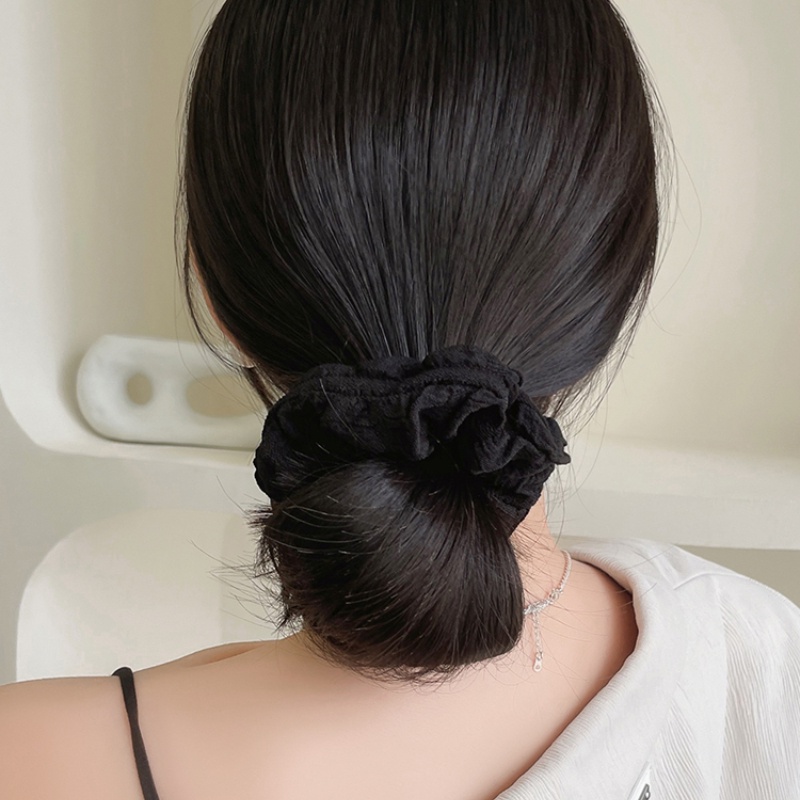 Dây Buộc Tóc Đuôi Ngựa Màu Đen Trơn Đơn Giản Phong Cách Hàn Quốc Cho Nữ