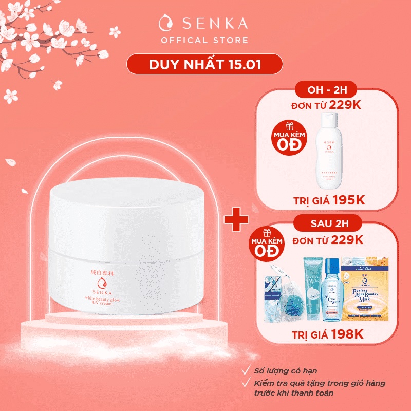 Kem dưỡng trắng da chống nắng ban ngày Senka White Beauty Glow UV Cream SPF 25 PA ++ 50g - 15539