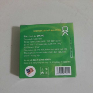 Bao cao su OKHQ hộp 3 cái,công nghệ Malaysia