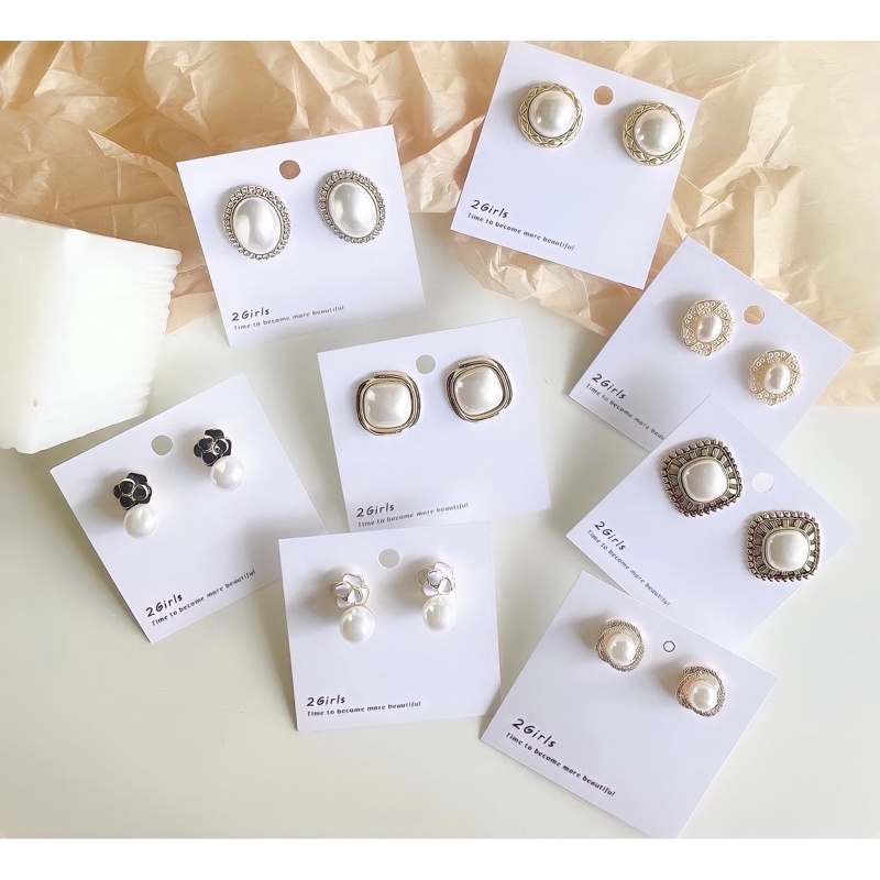 Bông tai xi mạ ngọc đá cô dâu -dự tiệc