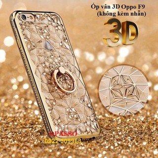 Ốp Lưng Oppo F9 Ốp lưng Pha Lê Vân 3D Kim Tuyến Viền Đính Đá - 3D024