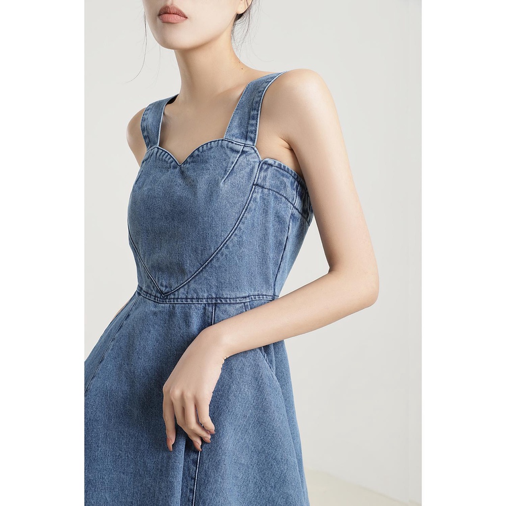 Đầm Denim Hai Dây Dáng Ôm Phong Cách Hàn Quốc Cổ Điển Thời Trang Mùa Hè Hàng Mới 2022 Dành Cho Bạn Nữ