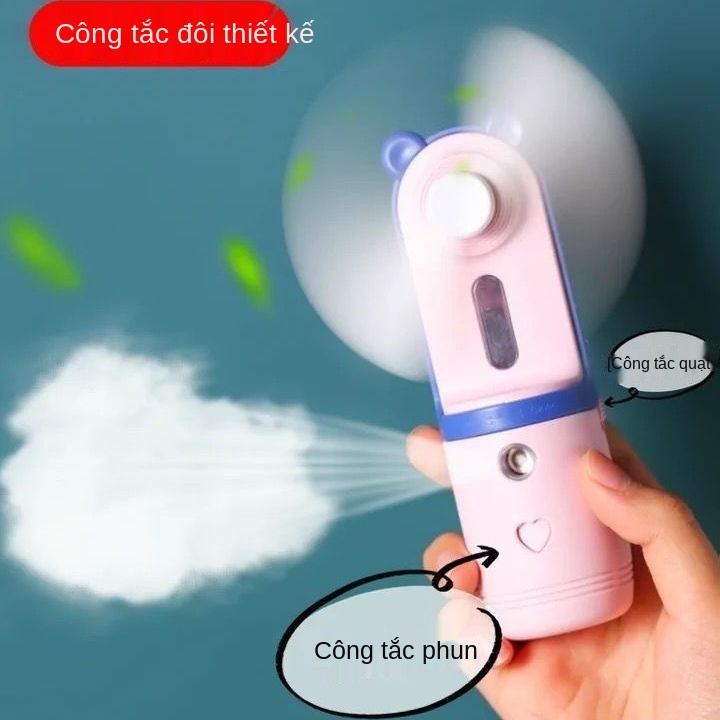 Quạt & Máy nóng lạnh❒Quạt mini cầm tay di động sạc USB tạo ẩm phun làm mát giường ngủ tập thể